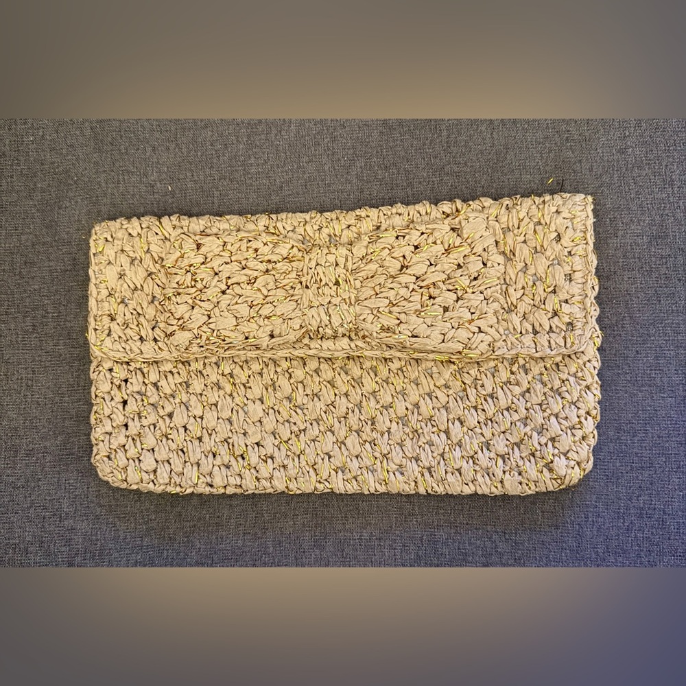 SR Squared by Sondra Roberts Woven Straw Handbag‎ With Bow